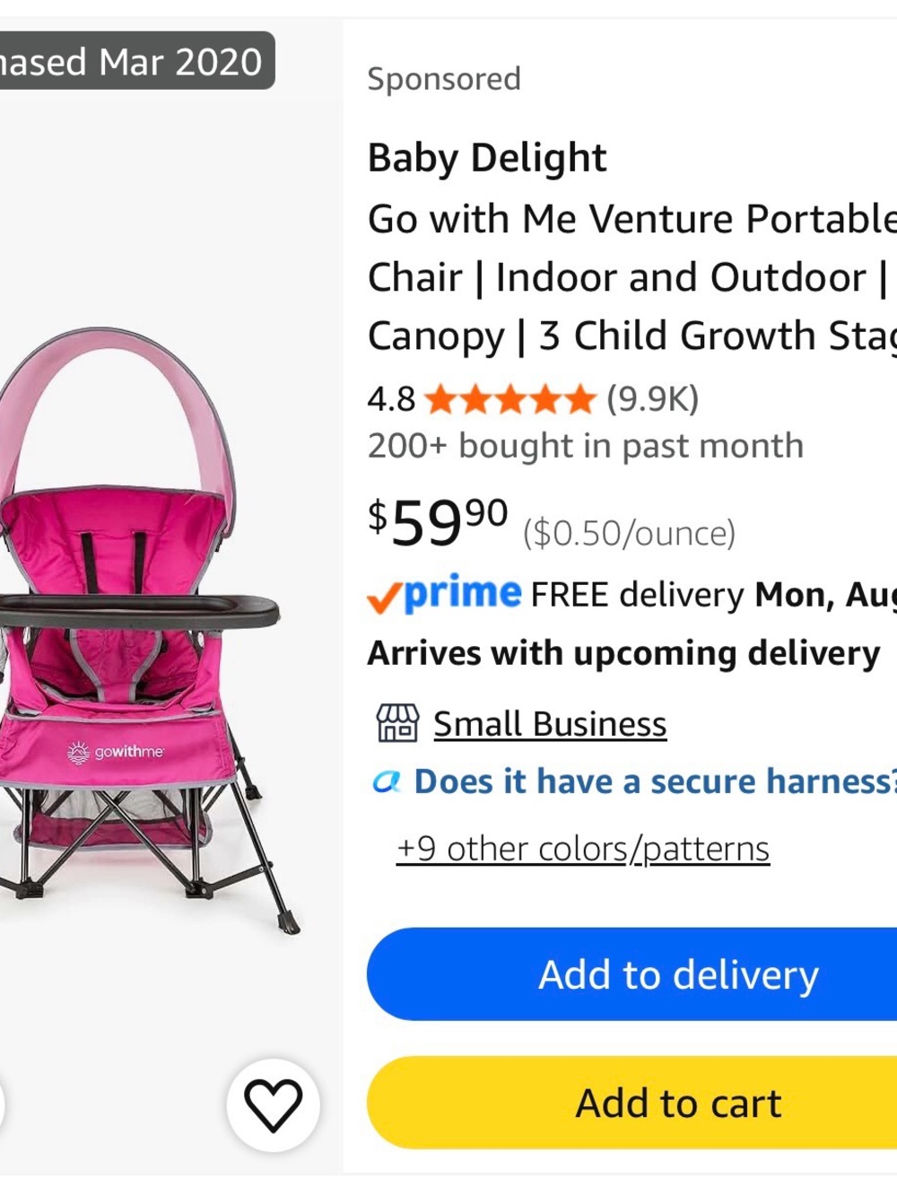 Baby Delight Go With Me Portable Kids Chair - Bright Pink